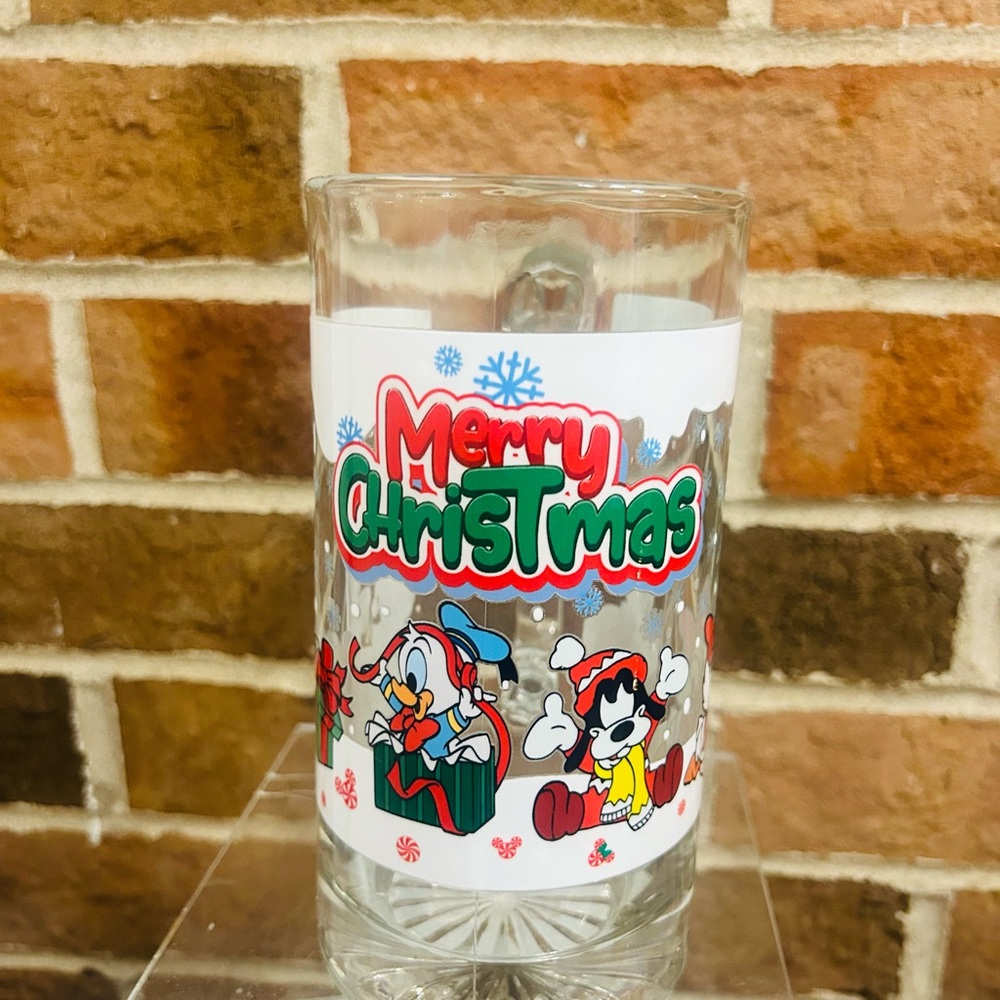 Merry Christmas Glass with Cartoon Characters( Heavy Weight Sport mug with Handl